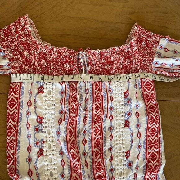 Saylor Red and White Blouson Blossom Mini Dress Size Small - Picture 9 of 12